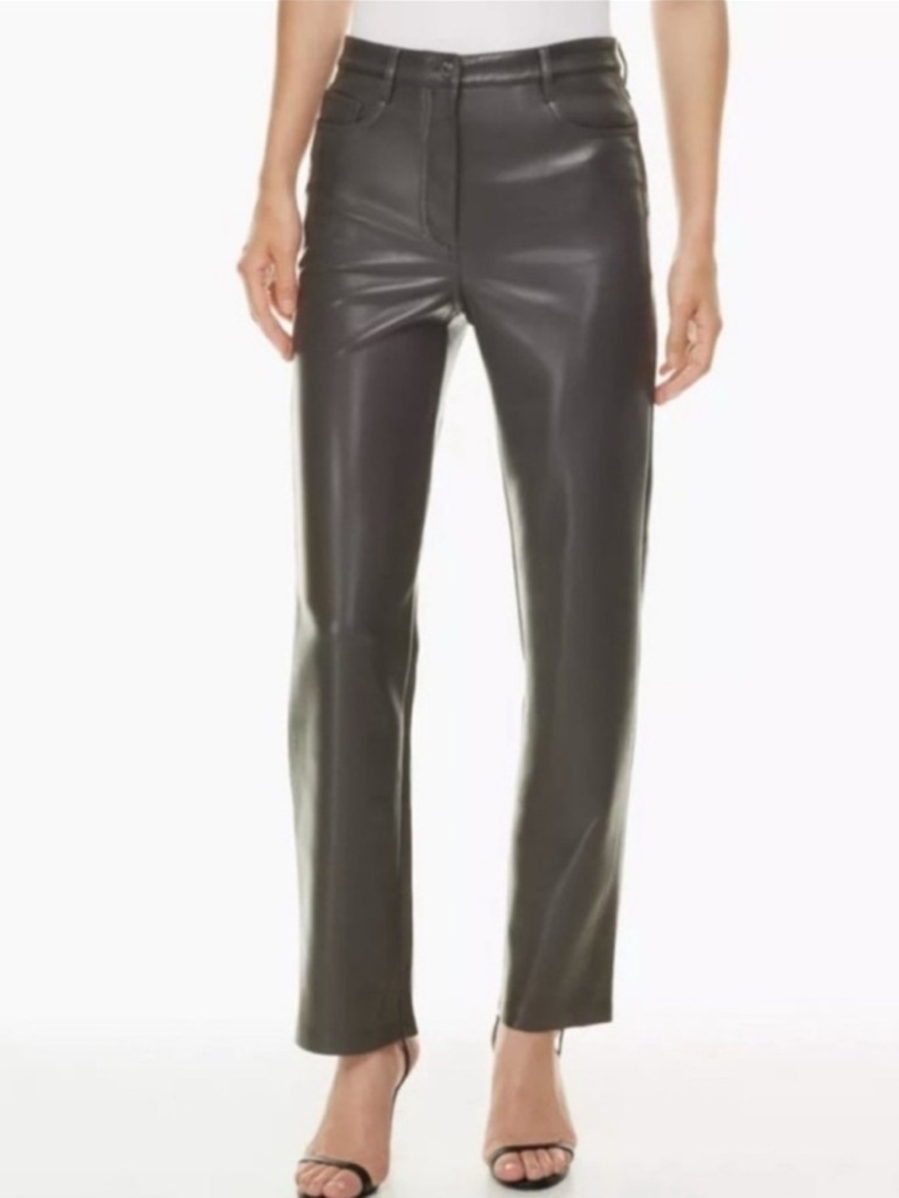 NWOT Aritzia Wilfred The Melina Elegant Gray Faux Leather Straight Pants
